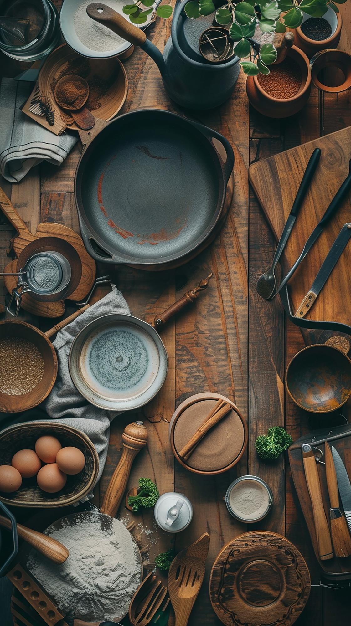 Small professional kitchen workspace with utensils